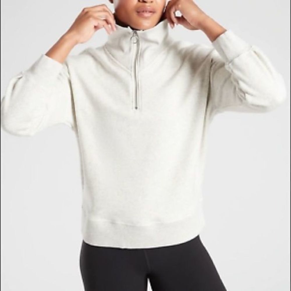 Athleta cozy karma fog heather gray half zip hoodie xs - Picture 2 of 9